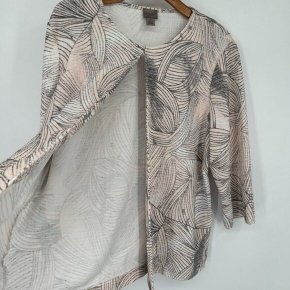 Chico's 2 Easywear womens knit Cardigan Jacket pink gray Crinkle size large - Picture 6 of 11